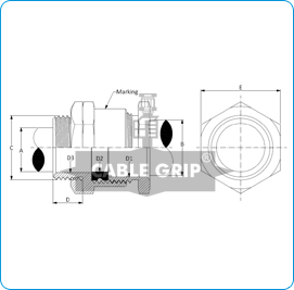 Single Compression type Heavy Duty Cable Gland (SIBG Series) - Drawing